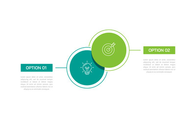 2 business infographic. Creative process flowchart from concept to goal achievement, with two circular layout options. Vector illustration. © Inactive