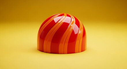 Obraz premium Red and Orange Striped Dome on Yellow Background