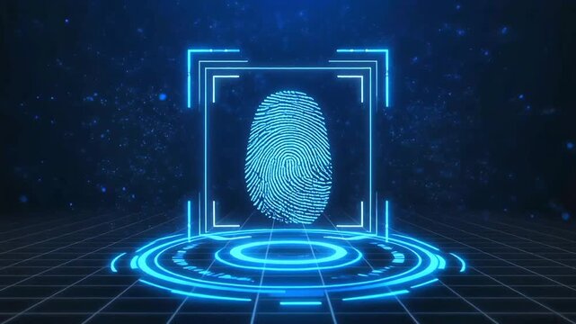 Digital biometric fingerprint scanning security interface for futuristic identification access