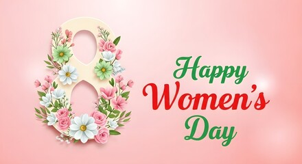 Happy women's day celebration with beautiful floral design and empowering message