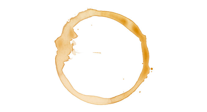 Coffee stains isolated on a transparent background. Royalty high-quality free stock PNG image of Coffee and Tea Stains Left by Cup Bottoms. Round coffee stain isolated, cafe stain fleck drink beverage