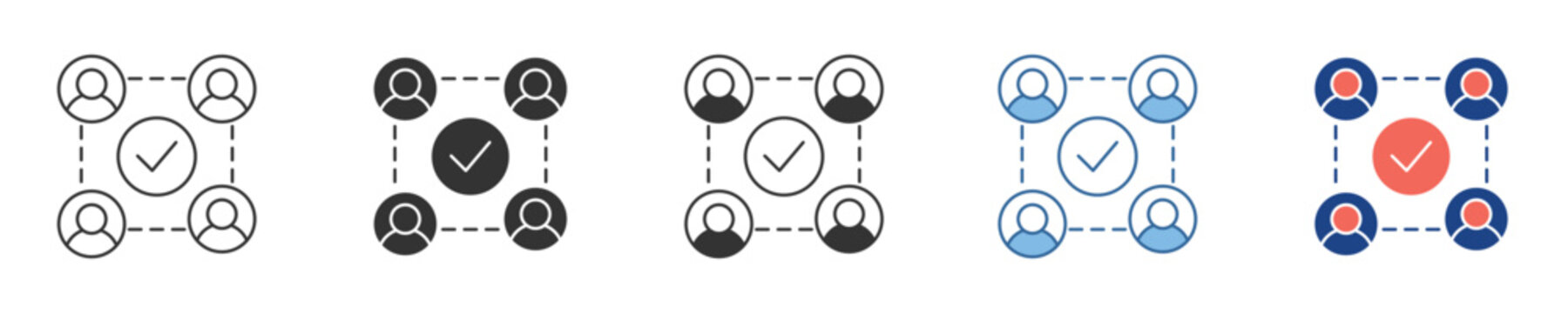Illustrative concept of a collaborative network achieving consensus and validation, depicting successful team interaction and verified community processes for approval