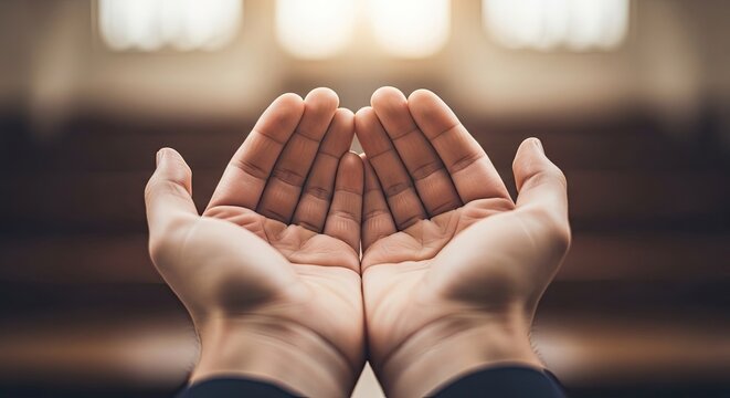 Hands holding open palms in a prayer position.
