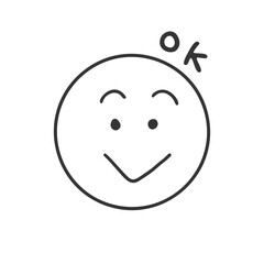 Smiling and OK face icon　快諾や了解のOKの笑顔のシンプルな手書き表情アイコン