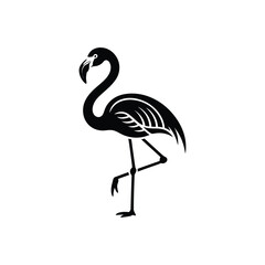 Fototapeta premium Black and white flamingo silhouette standing on one leg