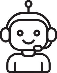Obraz premium Customer service chatbot robot icon with headset microphone for virtual assistant support concept
