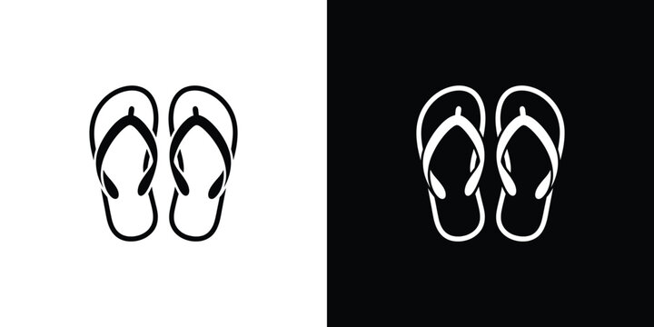 Pair of Flip Flops in Black and White Contrast sandals
