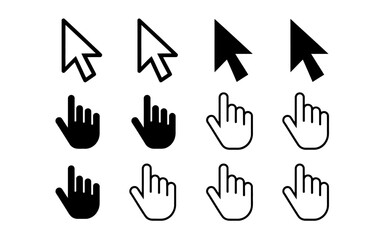 Fototapeta premium Computer mouse cursor and hand icons for user interface design various styles included
