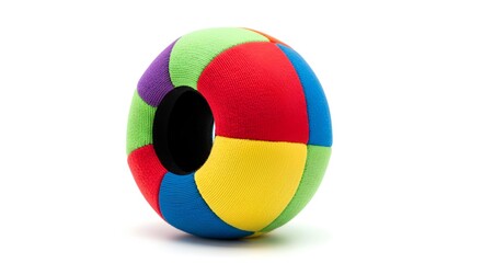 Colorful Ball with Hole A Playful Object on White.