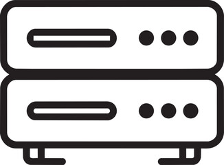 Data server storage icon with two horizontal rack units and status lights vector