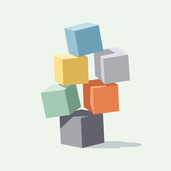 Obraz premium A stack of colorful cubes in a staggered formation viewed from a slightly elevated angle