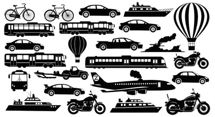 Collection of Various Transportation Silhouettes. © Hanif
