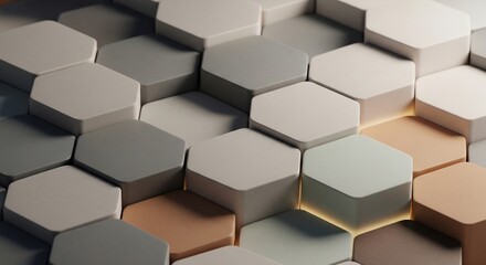 Abstract Hexagonal Geometric Pattern with Subtle Color Variations.