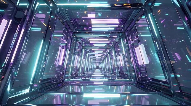 Futuristic Cyberpunk Glass and Chrome Tunnel Stock Video