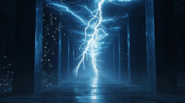 Electric Arc Stock Video in a Tunnel with Lightning