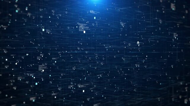 Technology digital data network connection, big data UI element sci-fi 4K motion background