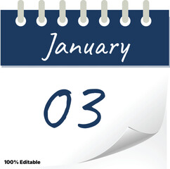 January 03 Calendar Page &ndash; Simple Daily Planner Icon 