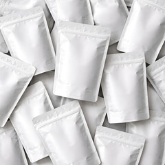 Blank White Stand-Up Pouches Pattern Background, Packaging Mockup