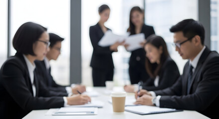 Fototapeta premium Asian Business People Having a Productive Meeting in a Modern Office Conference Room
