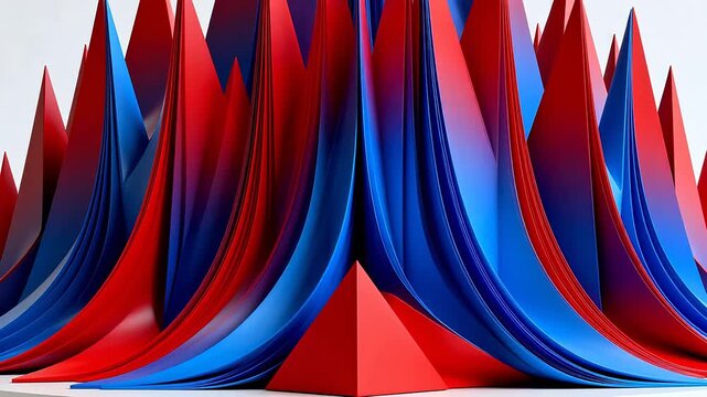 Red and blue abstract pointed geometric peaks with gradient colors