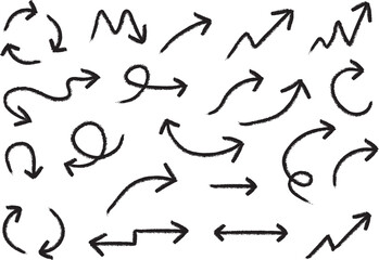 Collection of hand drawn arrows in various directions