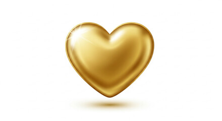 Shiny Metallic Gold Heart with Soft Highlight and Subtle Shadow Simple Flat Vector Illustration