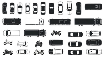 Collection of vehicle silhouettes seen from above. © Akik