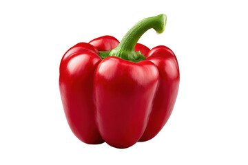 Single bright red bell pepper with green stem isolated on black paprika vegetable, Isolated On White Background, Png Transparent