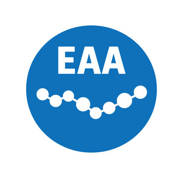 Flat vector badge EAA simple white amino dots chain good for package business info about product