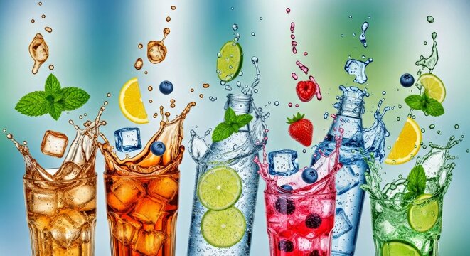 : Refreshing Drinks and Beverages Stock Photo Hydration and Summer