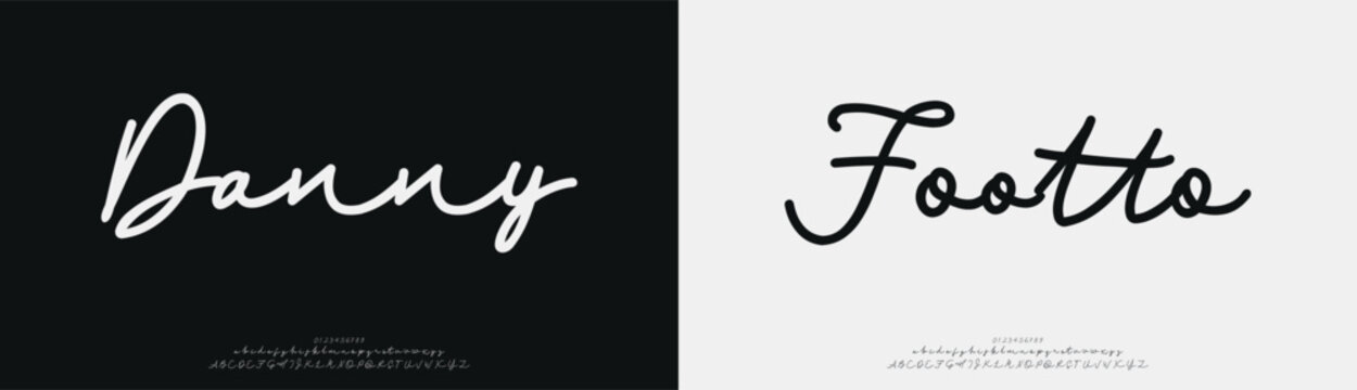 Danny Fotto, Script elegant alphabet beauty logo font. Classic beautiful Modern luxury Serif Letter Minimal Fashion. Typography decoration logotype fonts, wedding, logos. vector illustration
