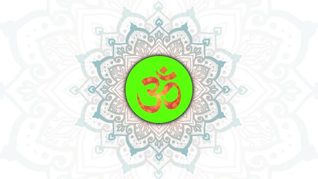 Golden Aum Om Ohm symbol in decorative round mandala ornament video Isolated on Animation Video