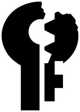 Broken black key icon isolated on white background symbolizing loss or failure