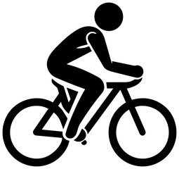 Obraz premium Black icon of cyclist riding racing bike symbolizing speed and fitness