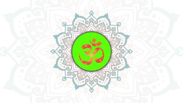 Golden Aum Om Ohm symbol in decorative round mandala ornament video Isolated on Animation Video