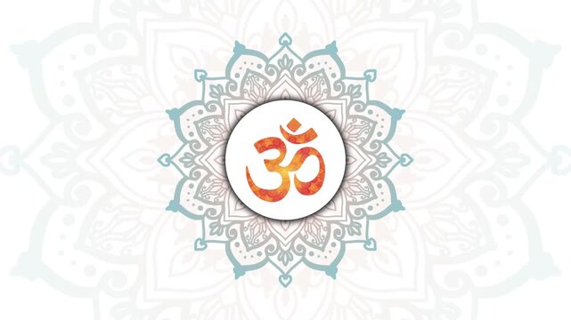 Golden Aum Om Ohm symbol in decorative round mandala ornament video Isolated on Animation Video