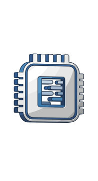 Scientific 3D DNA Microarray Chip Icon, Cool Blue and Silver, for Biotech.