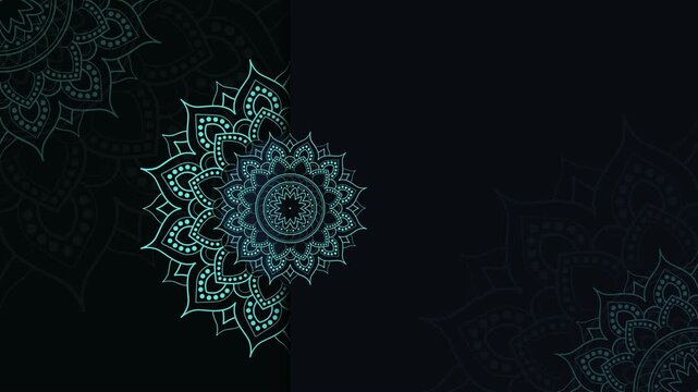 Luxury geometric gold gradient dark green mandala background. Design for any card, birthday, other holiday, kaleidoscope, yoga, india, folk, arabic. Indian pattern wallpaper video Isolated on Animatio