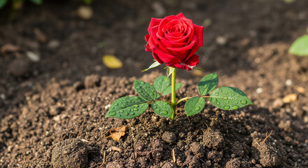 red rose on the ground