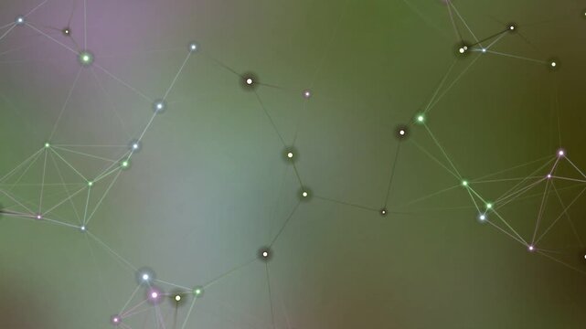 Glowing network connections on a gradient green background with nodes and lines