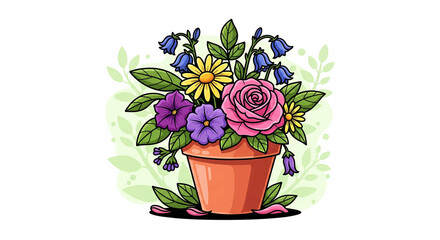 Naklejka premium bouquet of flowers in a vase drawing