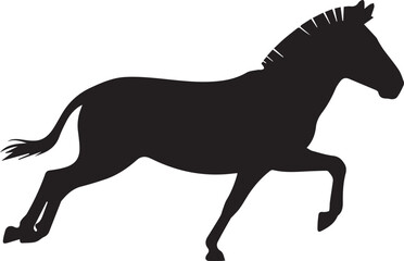 Obraz premium Black silhouette of a horse, isolated on a white background. Clean vector illustration ideal for wildlife, equestrian, logos, icons, and minimalist graphic design projects.