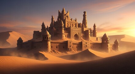 Obraz premium Sandcastle in Desert Landscape.
