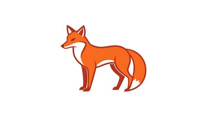 Obraz premium An orange fox logo stands, alert, with a white background