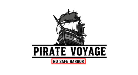Naklejka premium Vintage circular emblem featuring a detailed illustration of a sailing ship with the text 
