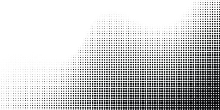 Vintage black-to-white gradient halftone pattern with dusty noise texture, scratched grunge overlay, classic print effect, seamless vector wallpaper.