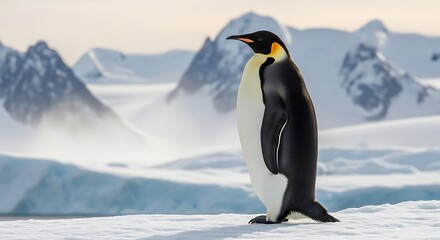 Obraz premium Emperor Penguin Standing on Snowy Landscape