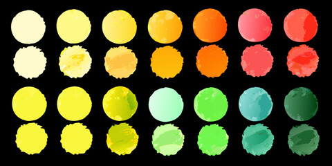 Watercolor palette featuring a spectrum of warm and cool tones