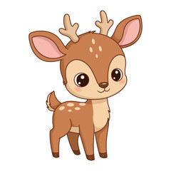 Cartoon Illustration of Forest Baby Deer