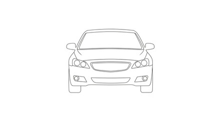 Front view sketch of a modern sedan car outline.